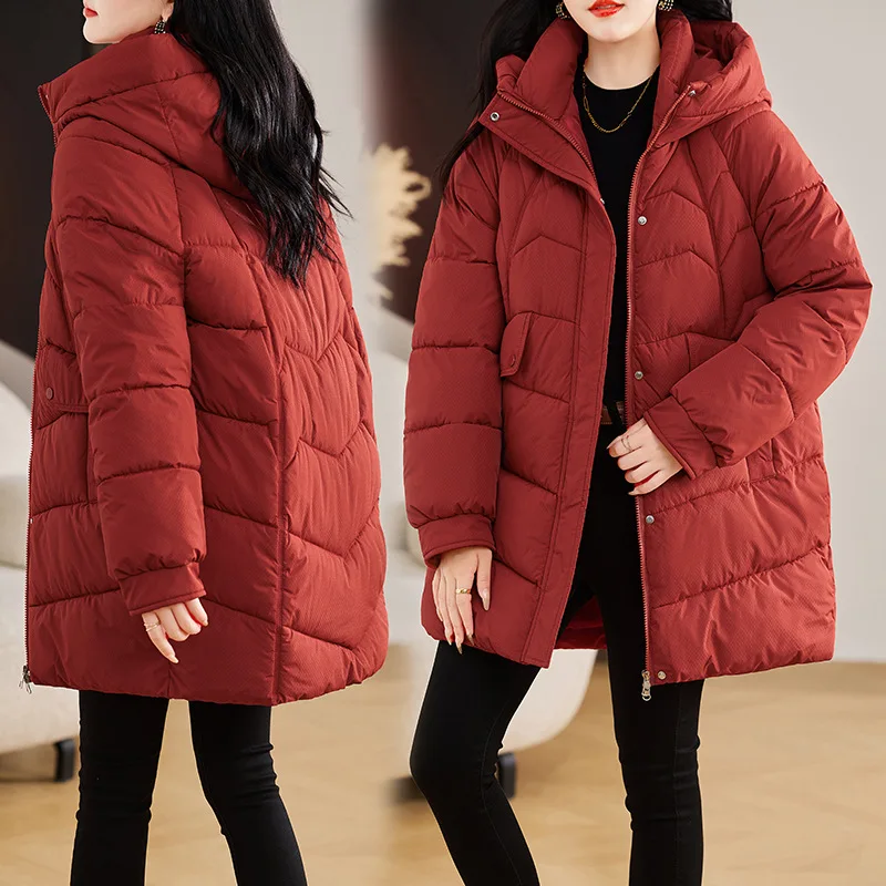 New Winter Women Parka Hooded Jackets Thicken Warm Cotton-padded Puffer Coats Casual Long Parkas Clothes Loose Outerwear