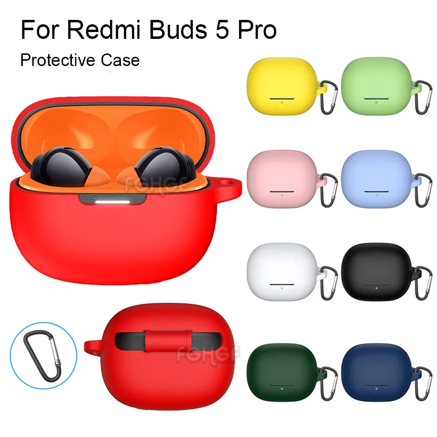 Silicone Case For Redmi Buds 5 Pro Bluetooth Wireless Earphones Protective Sleeve Cover For Xiaomi Redmi Buds 5 Pro Accessories