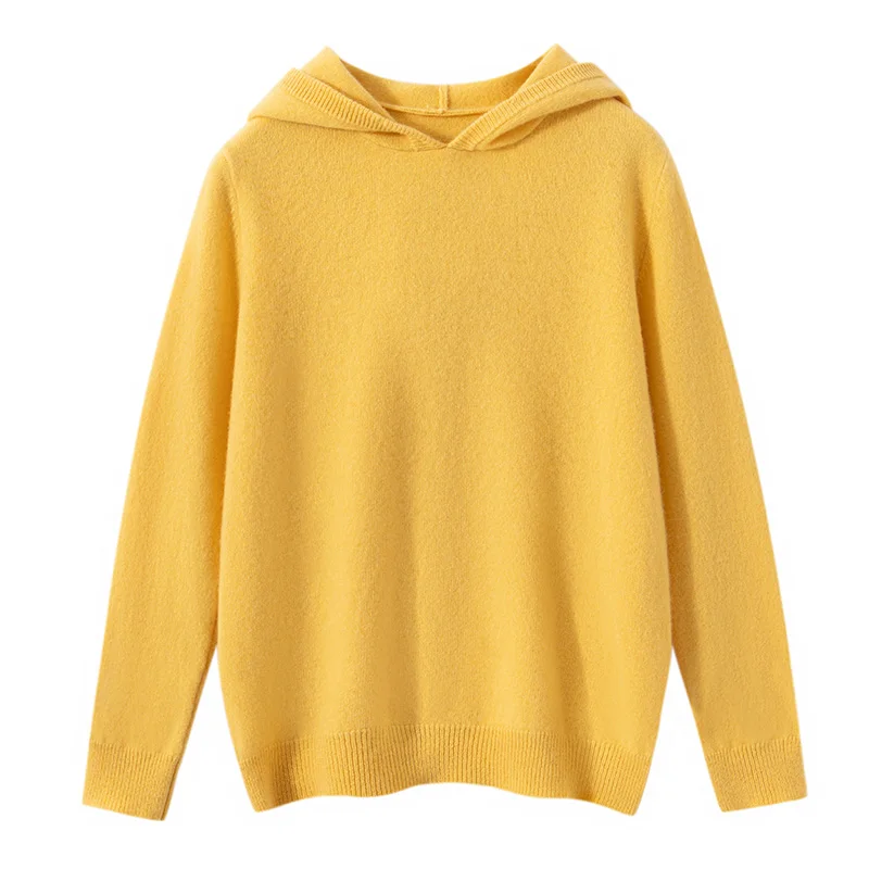 Boy Girl Hooded Pullover 100% Merino Wool Sweater Children's Autumn Winter Basic Tops Kids Casual Long Sleeve Soft Warm Knitwear view 5