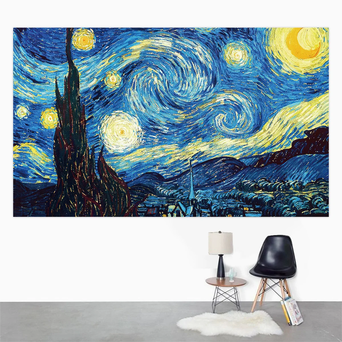 Van Gogh oil painting pattern background cloth, high-end home bedroom headboard decoration hanging cloth