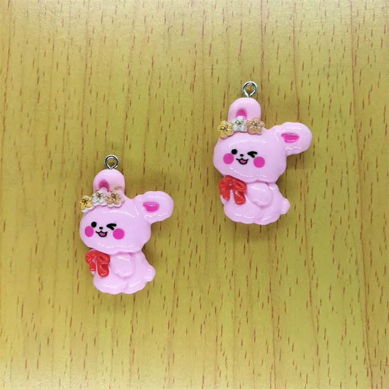 

10pcs Resin Animal Rabbit Charms Cartoon Bunny Flower Charm Pendants DIY Earrings Necklaces Jewelry Making Crafts Accessories