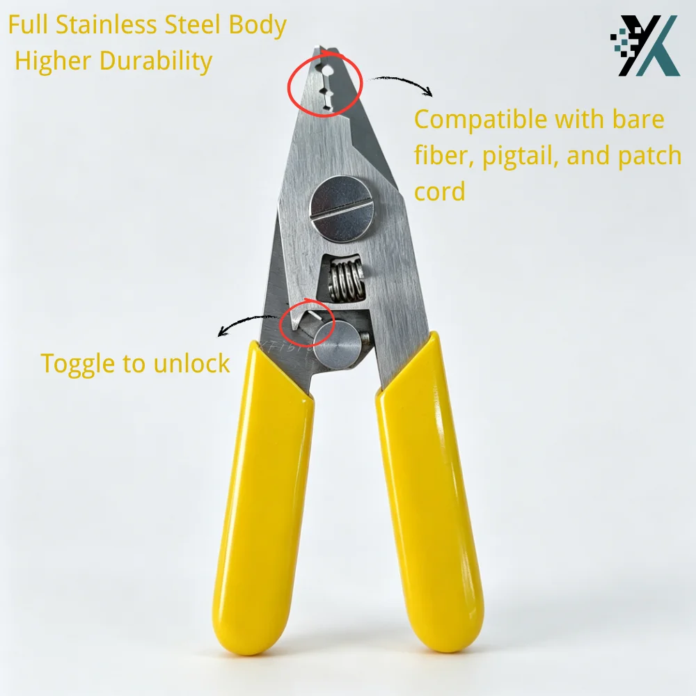 Handy Mini 3-Ports Fiber Optic Stripper Full Stainless Steel Body Durable Optical Cable Stripping Pliers Wire Stripper for FTTH