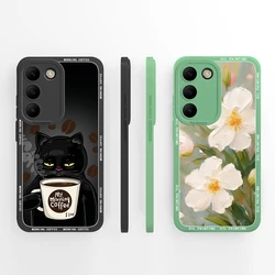 Case For Vivo V40 SE 5G Beautiful Daisy Cat Liquid Protective Anti-Fingerprint Senior Bumper For vivo v40se VivoV40 SE Coque