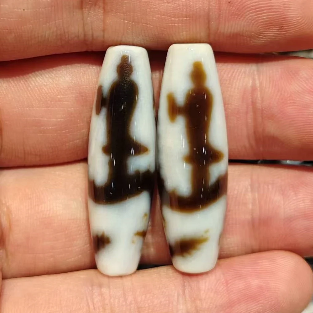 1 pcs Taiwan infiltration white background bright face Guanyin Chenglong agate Tianzhu necklace pendant DIY accessory Dzi