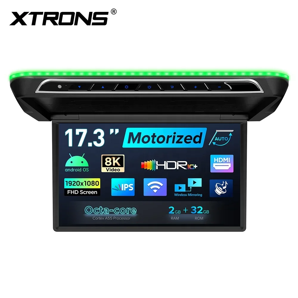 شاشة XTRONS مقاس 17.3 بوصة كهربائية مزودة بمحرك Android Car TV مع شاشة FHD IPS لسقف السيارة #6