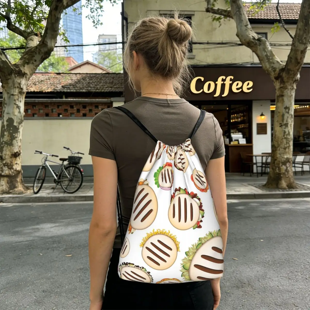 

Arepas Pattern Venezuela Backpacks Fashion Drawstring Bundle Pocket Storage Bag Book Bags for Travel School
