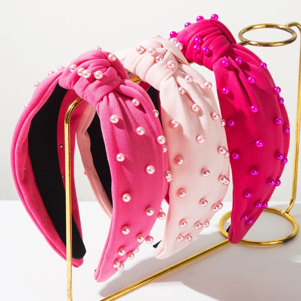 

New Wide Knot Pearl Headband Women Elegant Sweet Hair Accessories Fashion Hair Band Twist Hairhoops Headbands for Women