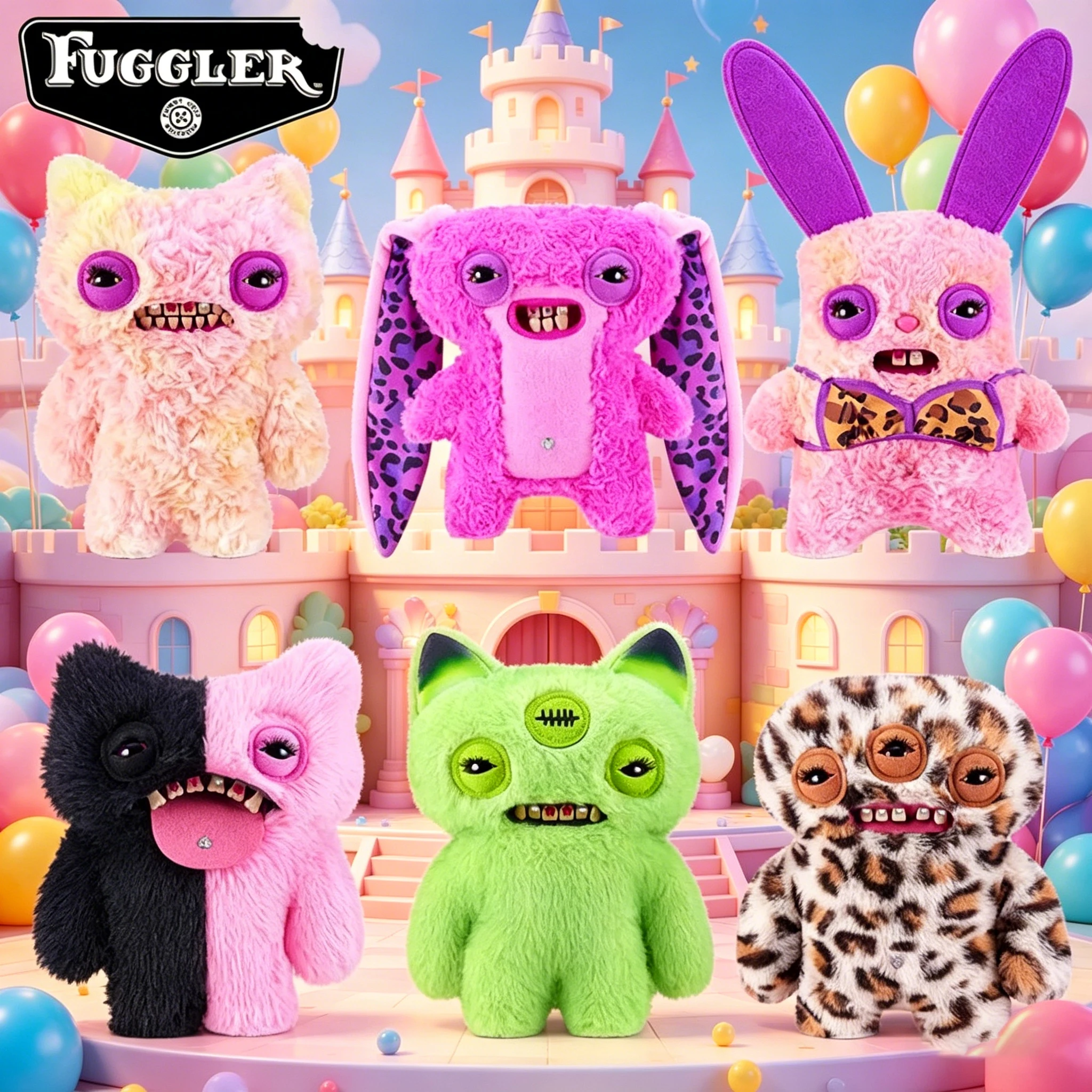 Original Fuggler Baddies Funny Bunny Ugly Monster Plush Toys Stuffed Leopard Print Long Ear Cat Trendy Collectible Kid Gift Doll