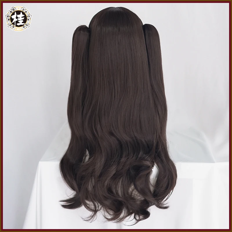 UWOWO – perruque de Cosplay de 80cm de long, cheveux bruns à Double queue, Tohsaka Rin