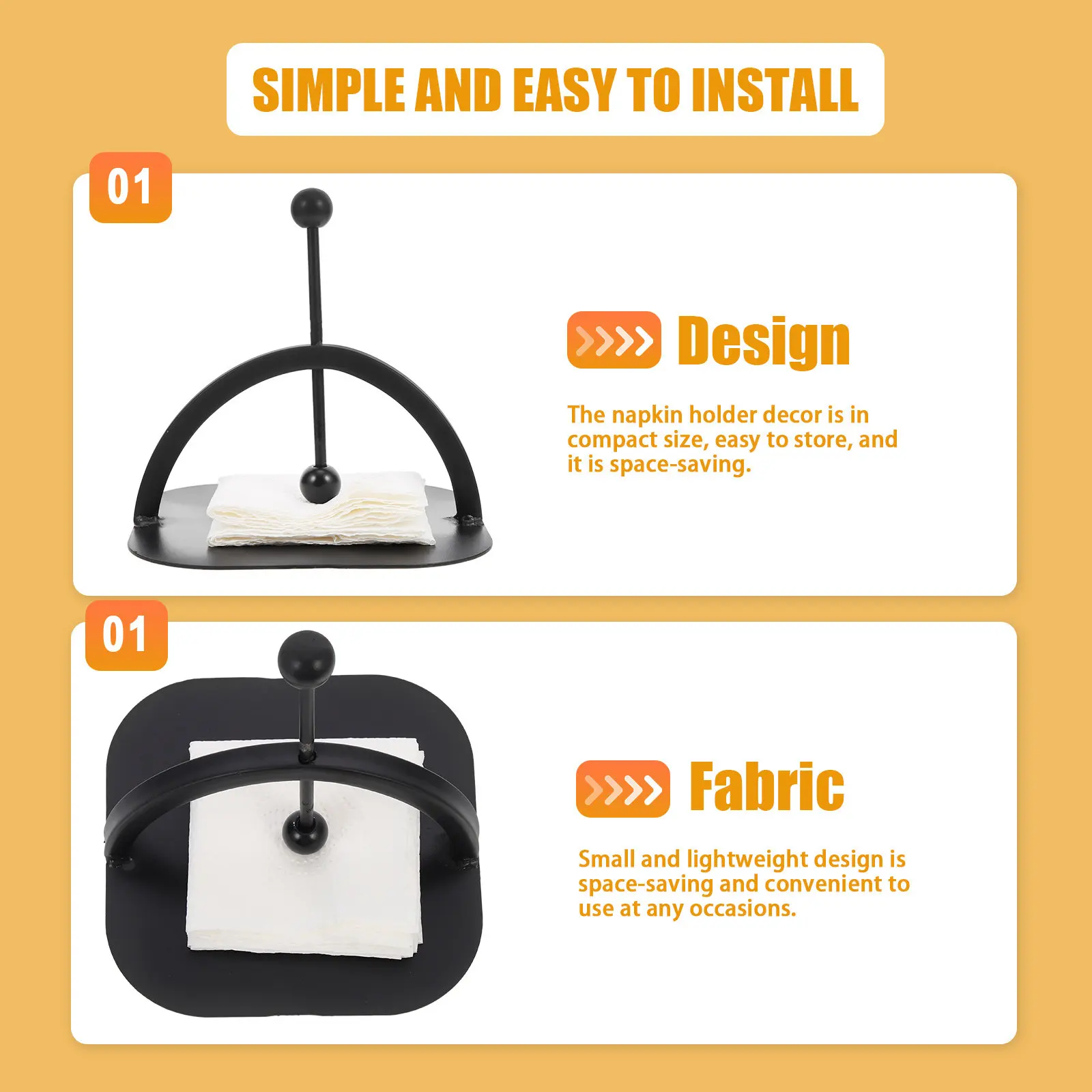 

Держатель для салфеток из железа для ванной, кухни, обеденного стола, декоративный, компактный, экономит место, с гладкими краями