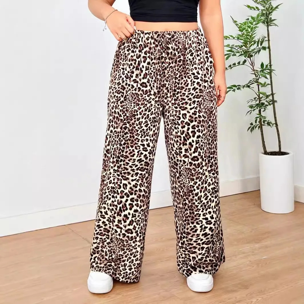 Autumn And Winter New Leopard Print Straight Tube Casual Printed Pants Hot School Season Halloween Daily Wear