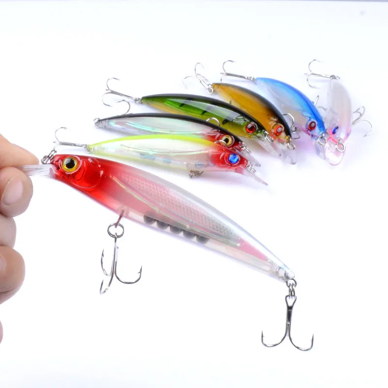 1 Stück Jigging-Minnow-Köder, harter Kunststoffköder für Barsch und Gar, ABS-Wobbler mit Haken, Crankbait im schwebenden Stil mit 3D-Laser-Augen