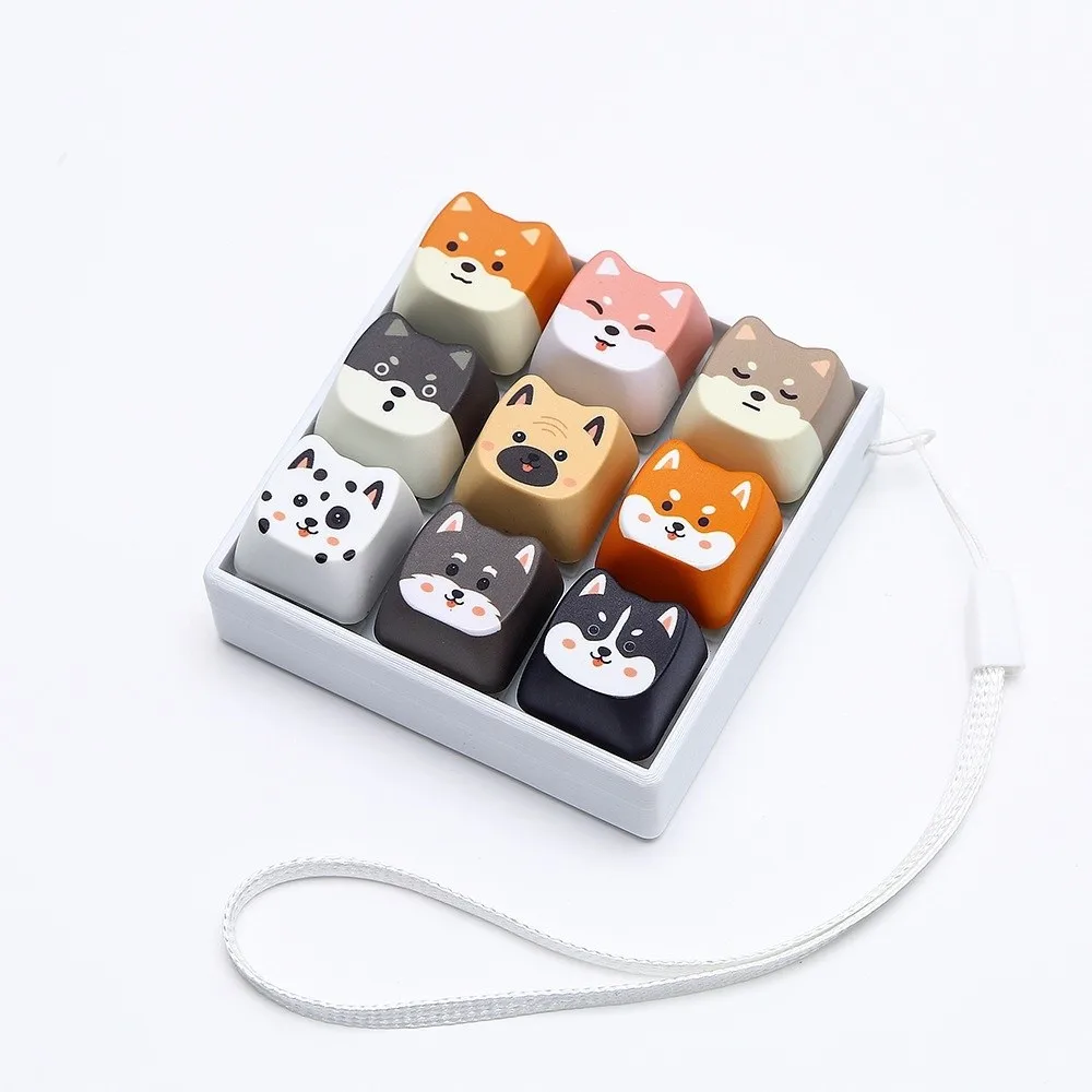 9 Grid Clicker Fidget Keychain Plastic Stress Relief Cat Head Keycap Cartoon Cat Fingertip Gadget Clicker Fidget Toy