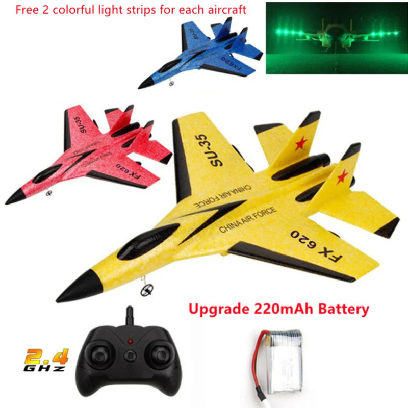 

RC Plane SU-35 With LED Lights Remote Control Flying Model Glider Aircraft 2.4G Fighter Hobby Airplane EPP Foam Toys Kids Gift