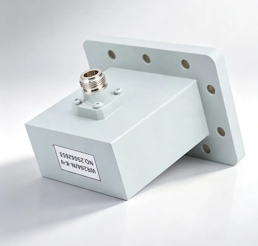 WR284 BJ32 Orthogonal Waveguide to Coaxial Adapter, 2.6-3.95GHz FDP32 Flange N Female 284WCAN