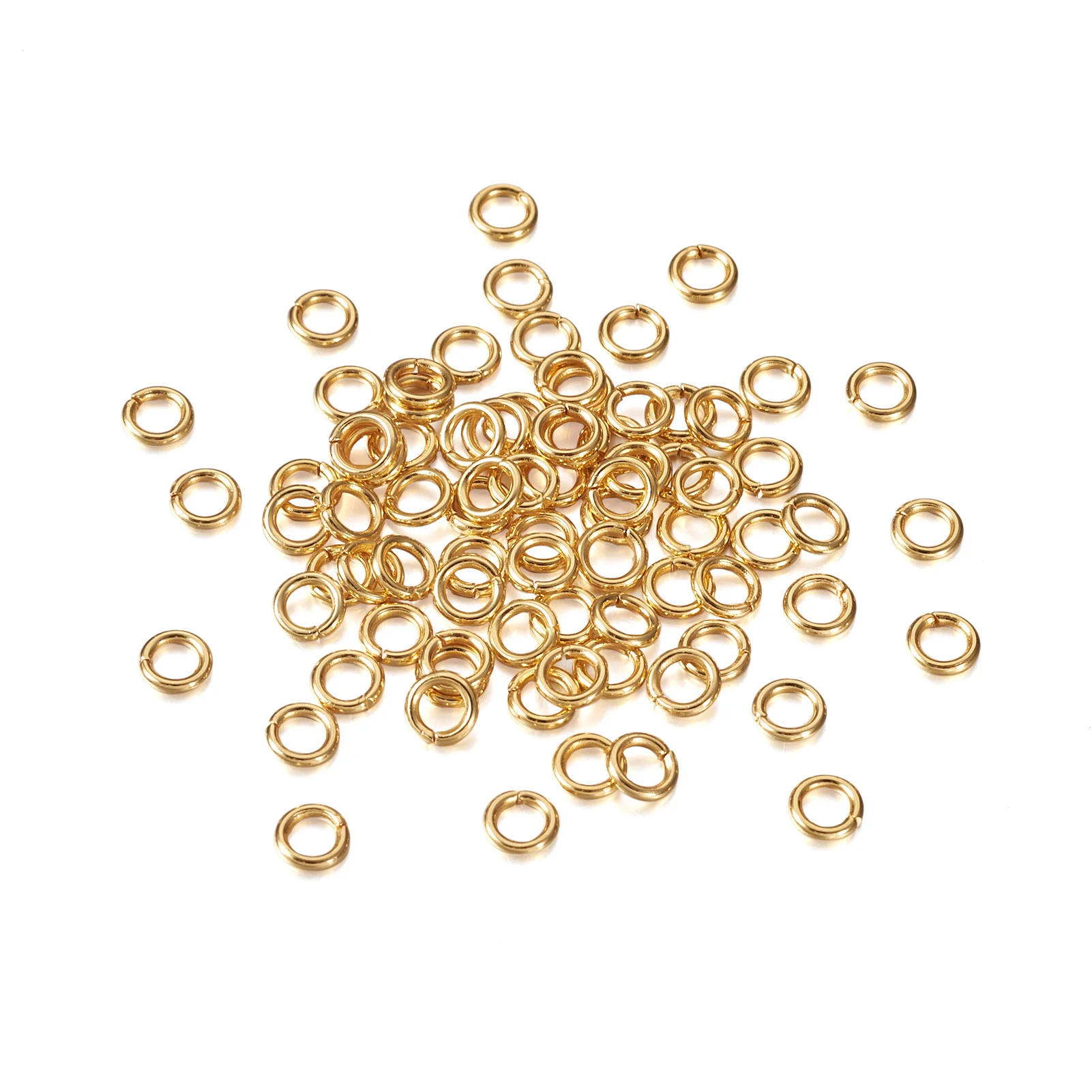 500Pcs 4/5/6/7/8mm 304 Stainless Steel Open Jump Rings Gold Color Single Loop Rings For Jewelry Making Findings