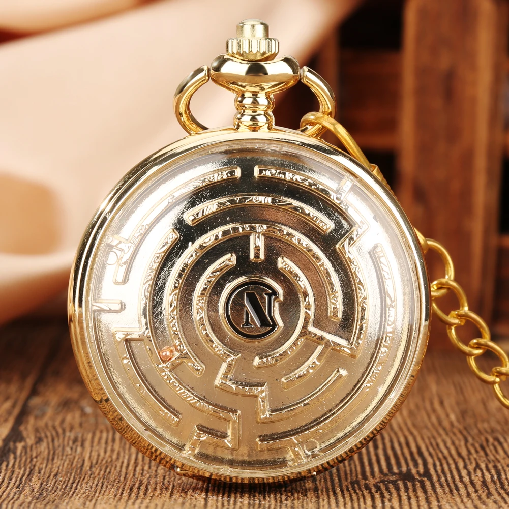 Black/Gold/Rose Gold Cover Unique Movable Ball Maze Small Game Display Quartz Vintage Pocket Watch Gift Kids Men Women