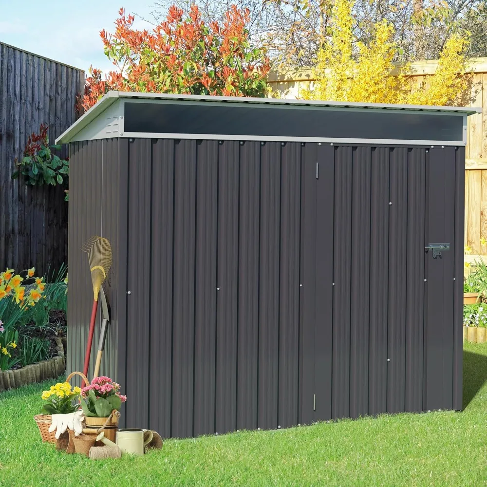 

Outdoor Storage Shed, 6 x 4 FT Outside Metal Garden Shed with Window and Lockable Door, Waterproof Tool Shed for Backyard Patio