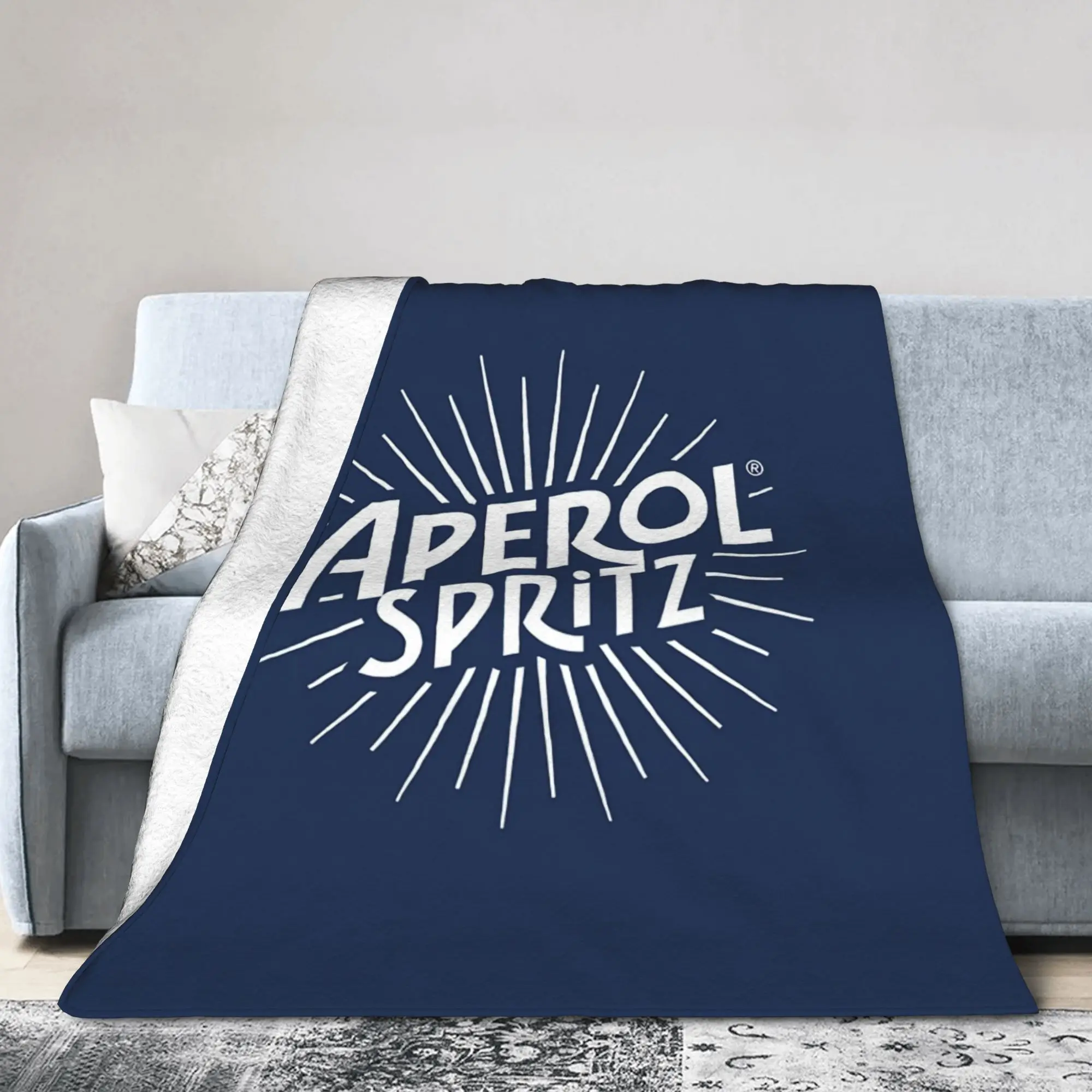 Custom 3D Print Aperols Spritz Love Drink Cocktail Blankets Breathable Soft Flannel Winter Throw Blanket for Sofa Office Bedroom