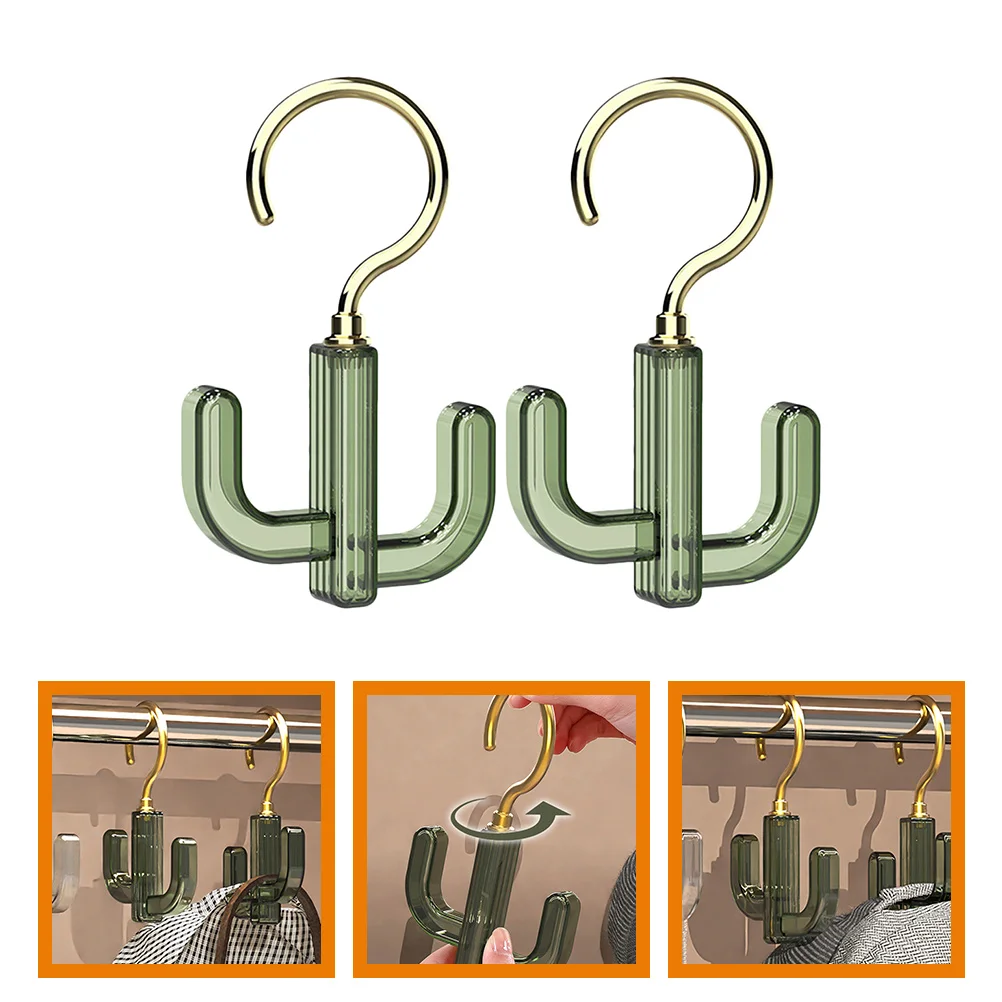 

2Pcs Cactus Hanger 360 Swivel Hooks Transparent Gold Nail Free Purse Holder Belt Hanger Coat Hat Rack Tie Scarf Storage Hook