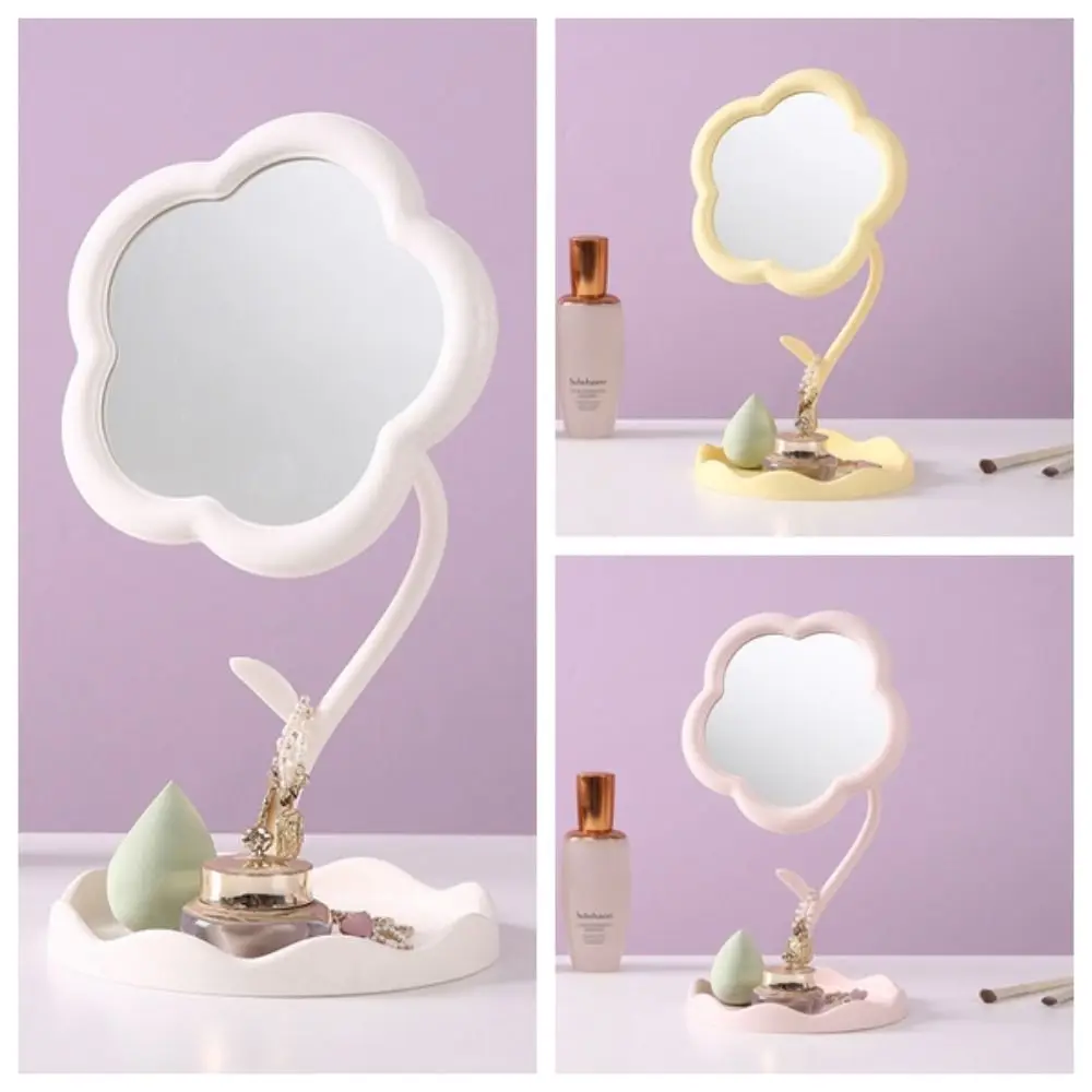 

Cute Sunflower Shaped Dressing Mirror Classic High-definition Desktop Makeup Mirror Detachable 360 Degree Rotation Table Mirror