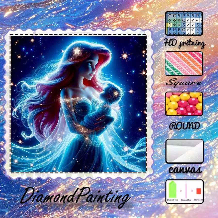 1 Stück - Potdemiel-5D-DIY - Beflockter Stoff - Spezialbohrer - Diamantmalerei-Set - Mutterliebe, Sternenhimmel - Diamantkunst