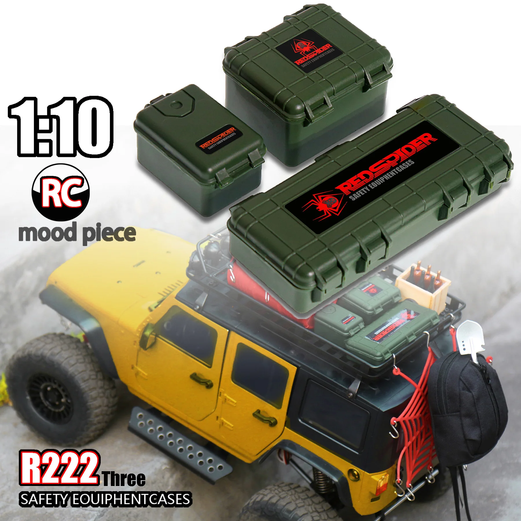 3Pcs 1/10 RC Car Simulation Plastic Luggage Case Decoration Mini Storage Box for Scx10 CC01 D90 D110 1/10 RC Crawler Truck
