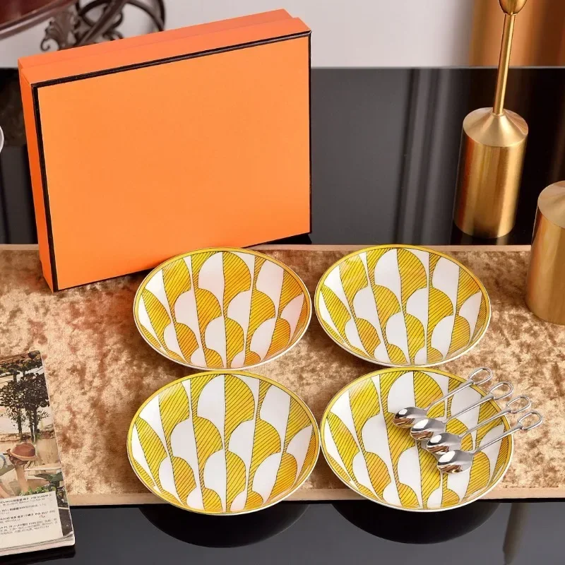 H home European ceramic cake plate, dim sum plate, bone plate for meal 15.5cm fruit plate, souvenir, hotel dessert plate