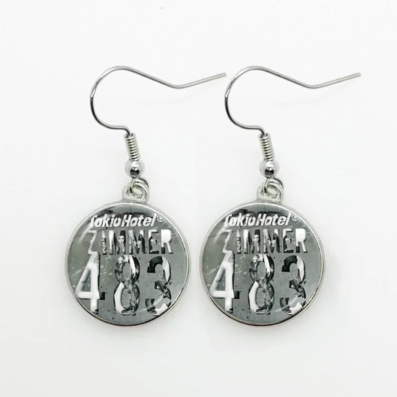 Tokio Hotel Rock Band Album Pattern Drop Earrings Glass Round Jewelry For Women Girls Gift