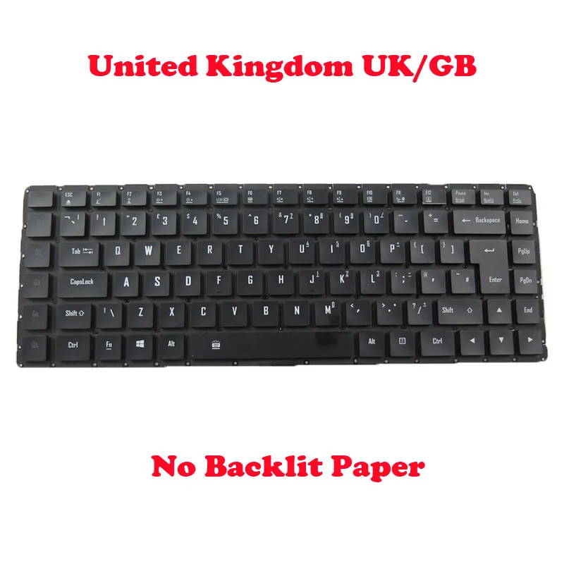 Laptop No Backlit Paper Keyboard For Gigabyte For AERO 14 27703-UK641-G30S SKB1507-UK 2Z703-UK641-G30S United Kingdom UK Black