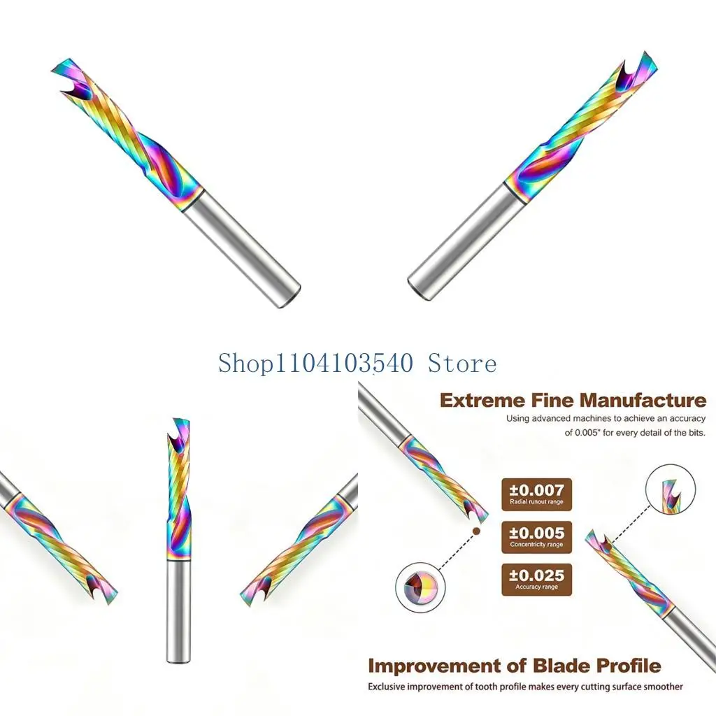 02DC Single Side O Profile Bit 1/4 In Stem, Solid Body Coated Finish for Acrylic, Wood, Plastic, Plywood and Aluminum Composite