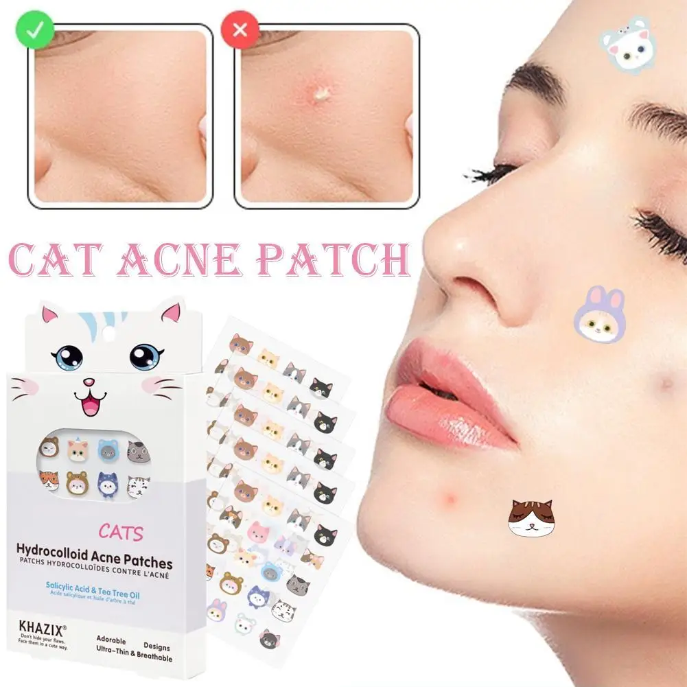 

1bag/100pcs Cute Cat Anti-ance Patch Acne Pimple Removal Sticker Gentle Repair Oil Control Breathable Soothing Facial Care