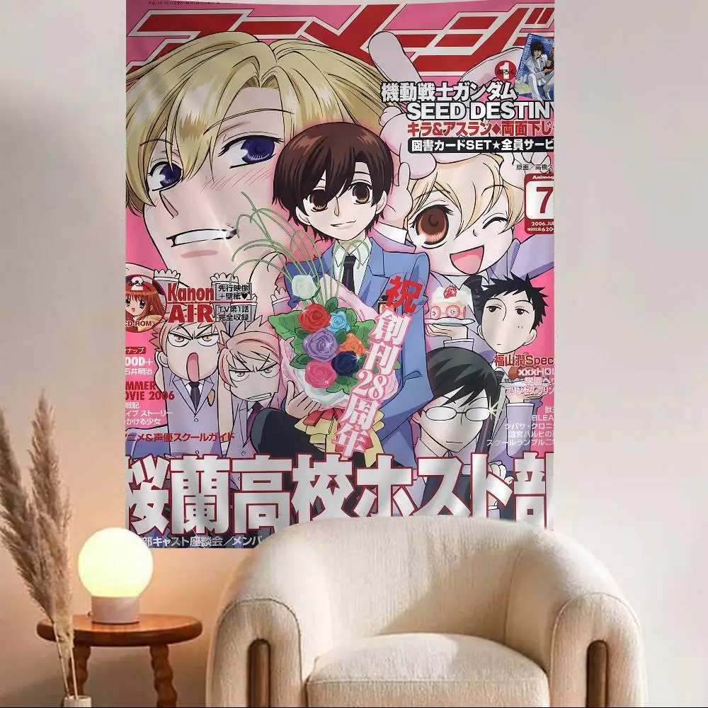 Classics Anime Ouran High School Host Club Colorful Tapestry Wall Hanging Hanging Tarot Hippie Wall Rugs Dorm Wall Art Decor