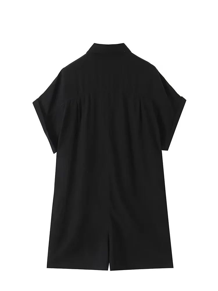 HH женский летний модный черный однобортный декоративный комбинезон с лацканами и карманами, женский шикарный элегантный повседневный комбинезон для поездок на работу