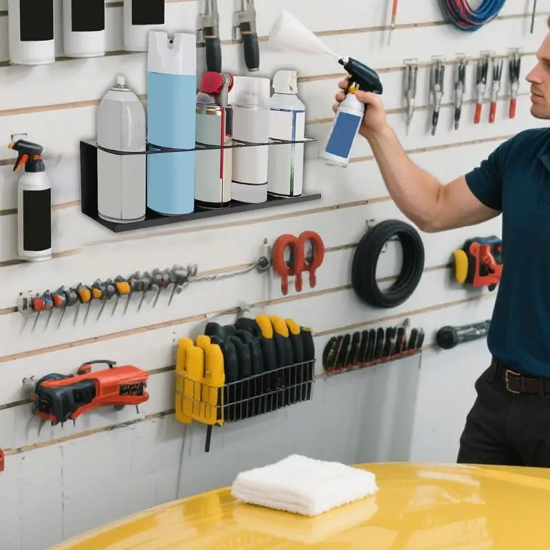 

Spray Can Holder Wall Mounted Adhesive Rack Multi-Layer Compartment Caulk Tube Holder Rack For Garage Home Industry Wrench