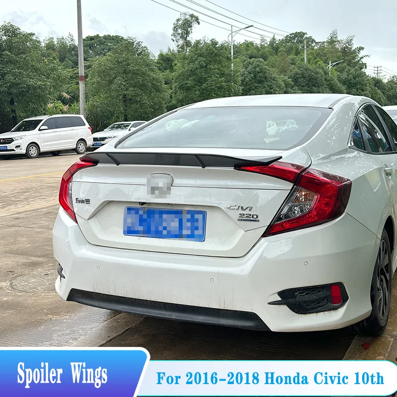 

For 2016--2019 Honda Civic 10th Sedan Rear Trunk Spoiler Rear Window Roof Spoiler Wings ABS Plastic Tuning Body Kit Accessories