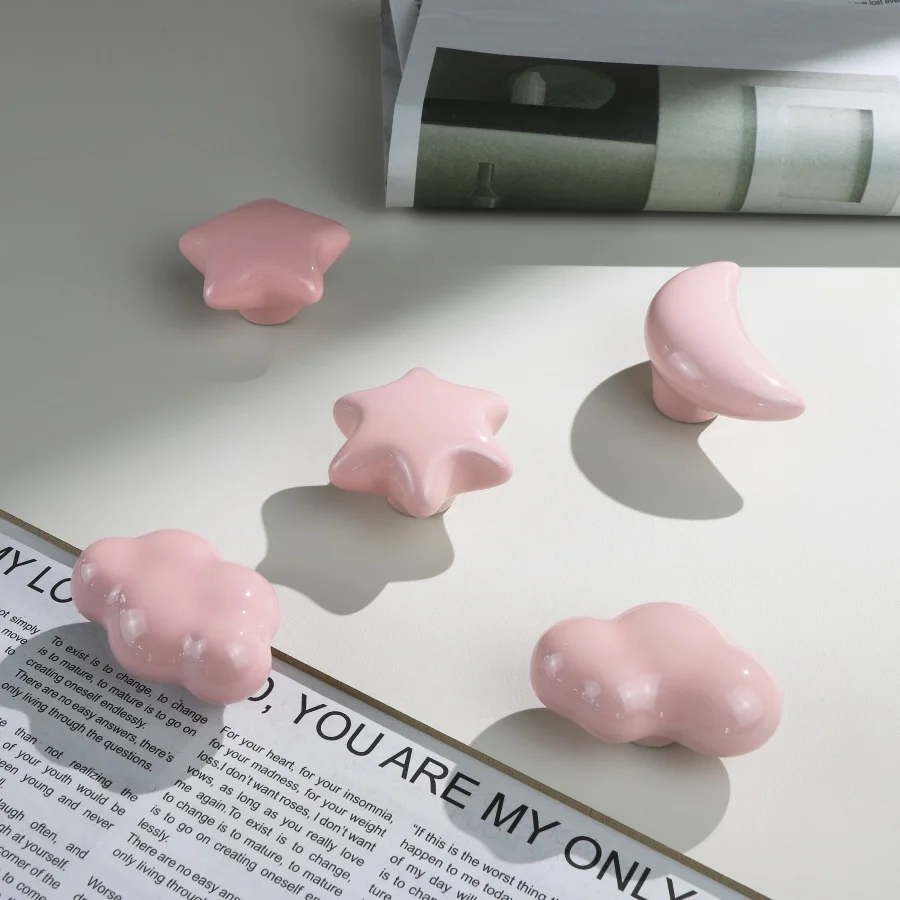 لطيف غرفة الأطفال مقابض كابينة نجوم الغيوم أقمار السيراميك مقابض لقطع الأثاث خزائن الكرتون تسحب مقابض الأبواب درج