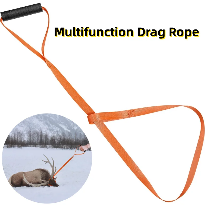 Multifunction Camping Drag Rope Accessories Deer Pull Strap Outdoor Hunting Deer Drag Rope with Self-Lock Loop & Non-Slip Handle