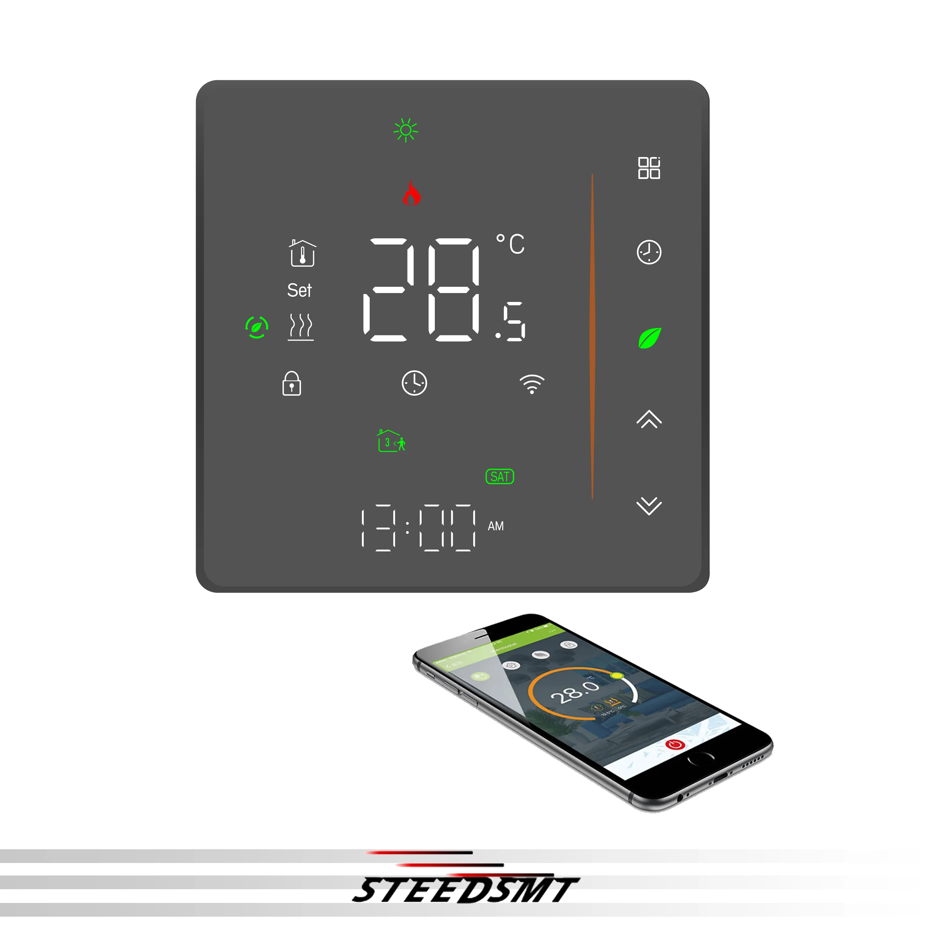 Termostato de aquecimento de filme de aquecimento de piso 24V / 220V para 16A 4KW Interruptor de ajuste inteligente por ZIGBEE WIFI RS485 opcional
