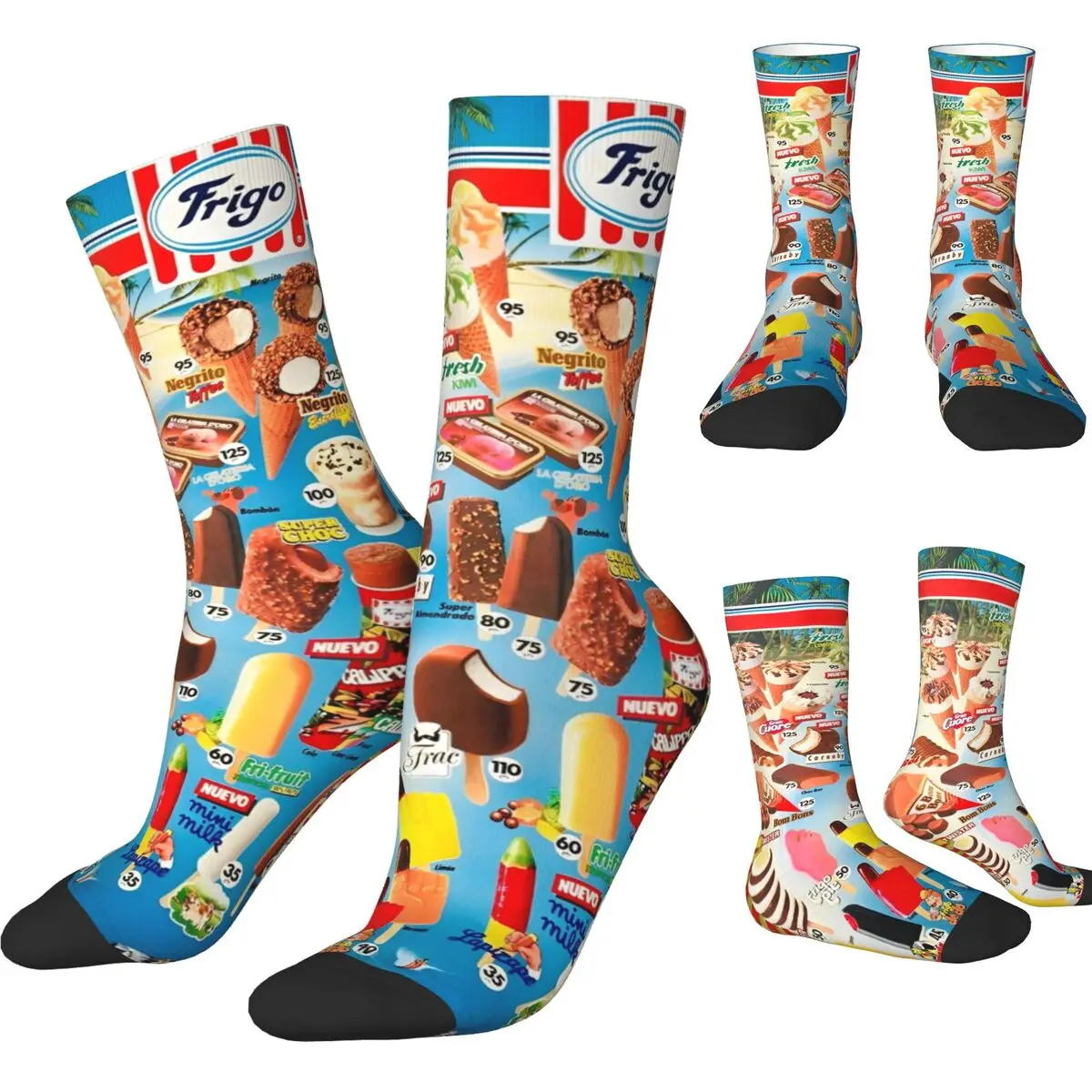 Ice-Cream Print Socks Fashion Stockings Autumn Anti Skid Unisex Men Socks Breathable Design Running Socks