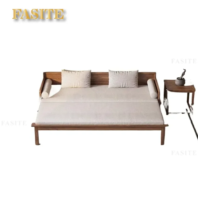 For South American Walnut Solid Wood Arhat Bed Sofa New Chinese Style Song Aesthetic Push Pull Dual Purpose Large Living Room