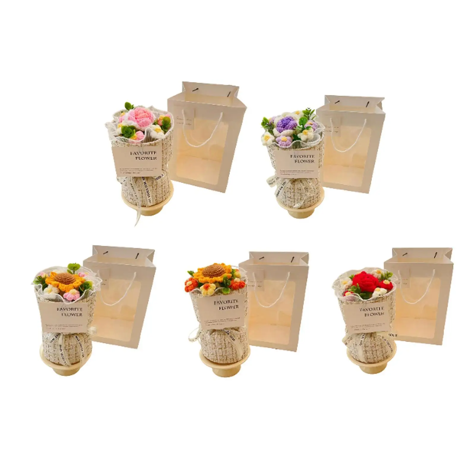 

Вязаный крючком букет цветов Цветочная композиция Подарок для жены на День Благодарения Выпускной Свадьба Украшение дома День матери