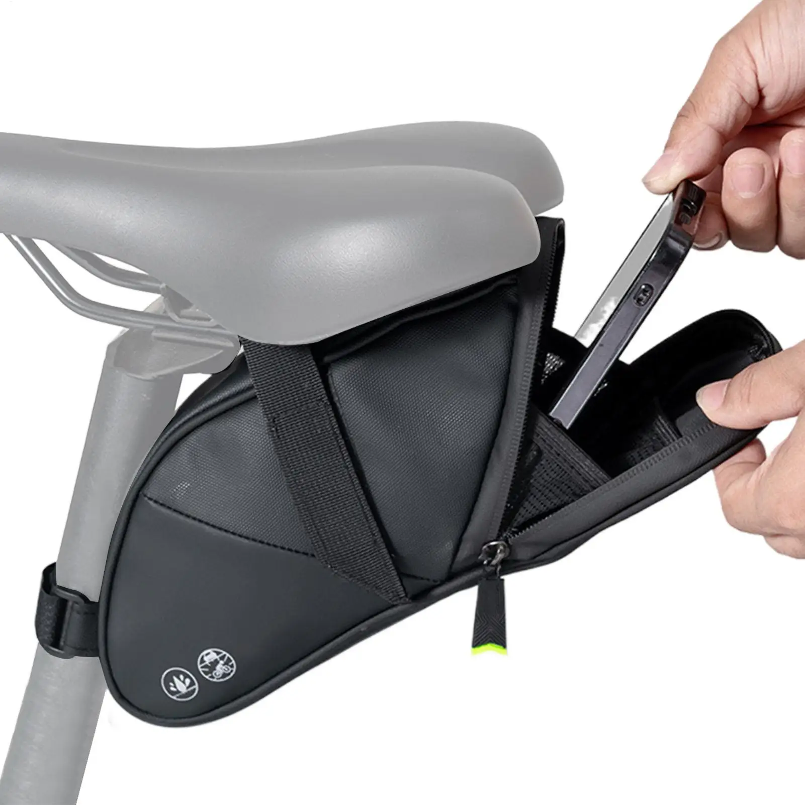 

Bike Saddle Bag Waterproof Reflective PU Leather Panniers Bike Tool Bag PU Leather Bicycle Bag Mini Road Bike Tail Bag