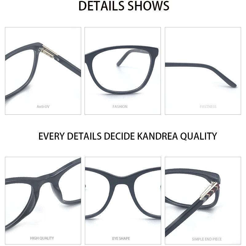 KANDREA Acetate Glasses Frame Women Fashion Brand Eyeglasses New Style Optical Myopia Prescription Computer Eyewear HG8305