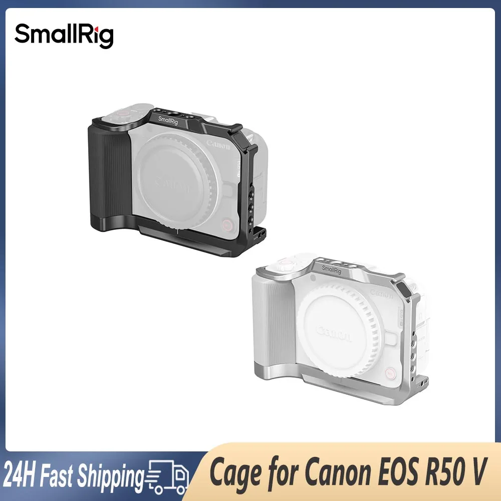 قفص كاميرا صغير الحجم لكاميرات Canon EOS R50 V مع قبضة Arca-Swiss لوحة الإصدار السريع حامل الحذاء البارد لحوامل ثلاثية الرؤية Gimbal