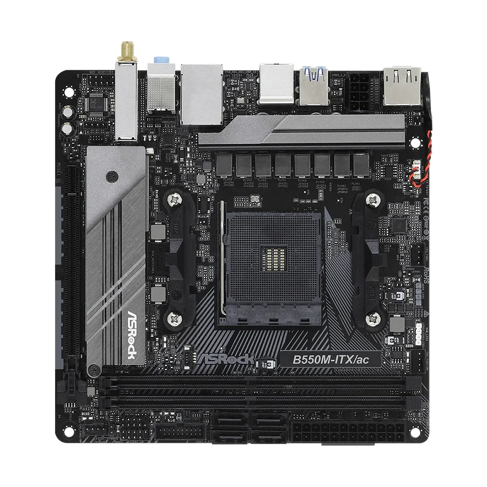 اللوحة الأم ASRock B550M-ITX/AC تدعم Ryzen 5 5600 5600G R7 5700X 5800X3D CPU DDR4 4733MHz 64GB M.2 NVME AMD B550 PCIe 4.0