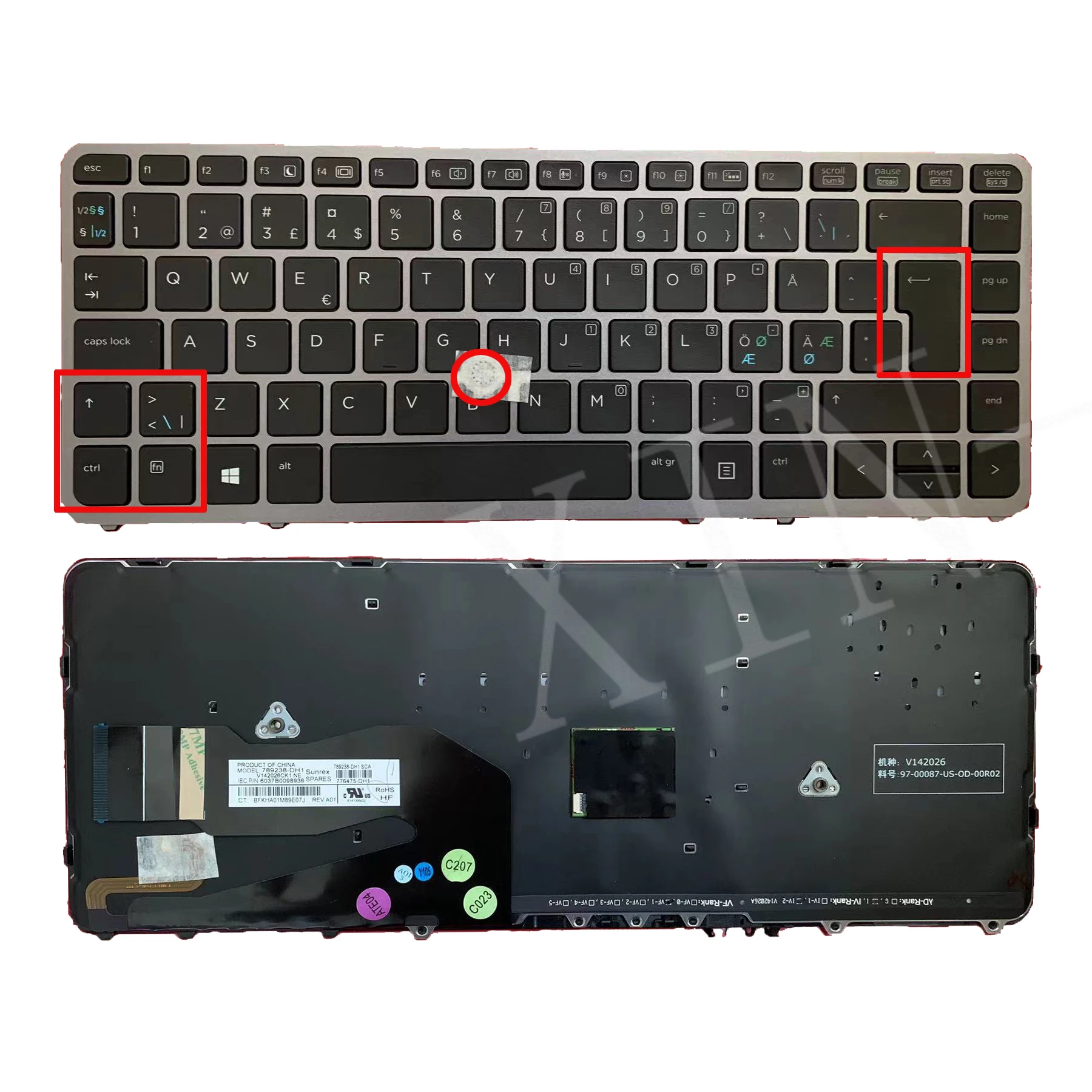 

Nordic Backlit Pointer Laptop Keyboard for HP Elitebook 840 G1 850 G1 740 G1 740 G2 NR Layout