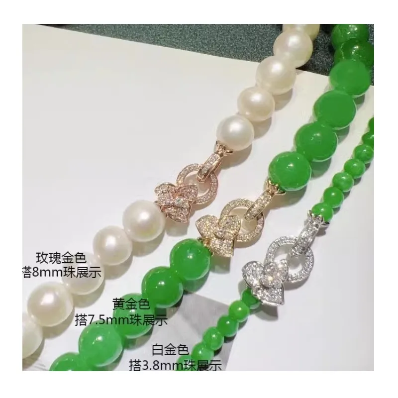 

Platinum-plated Millet Bead Chain Button Head, Pendant Can Be Hung, Jadeite Bead Buckle, Versatile Pearl Bracelet, Necklace Butt