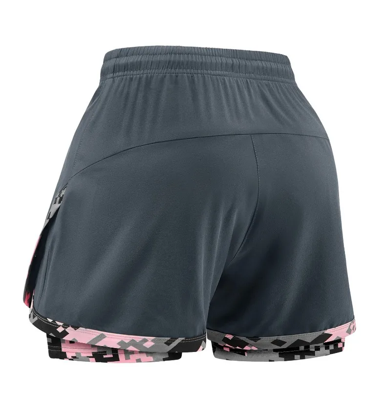 Women's 2-in-1 Gym Shorts with Pockets High Waist Quick Dry Breathable Lightweight Workout Running Swim Beach Casual Outdoor