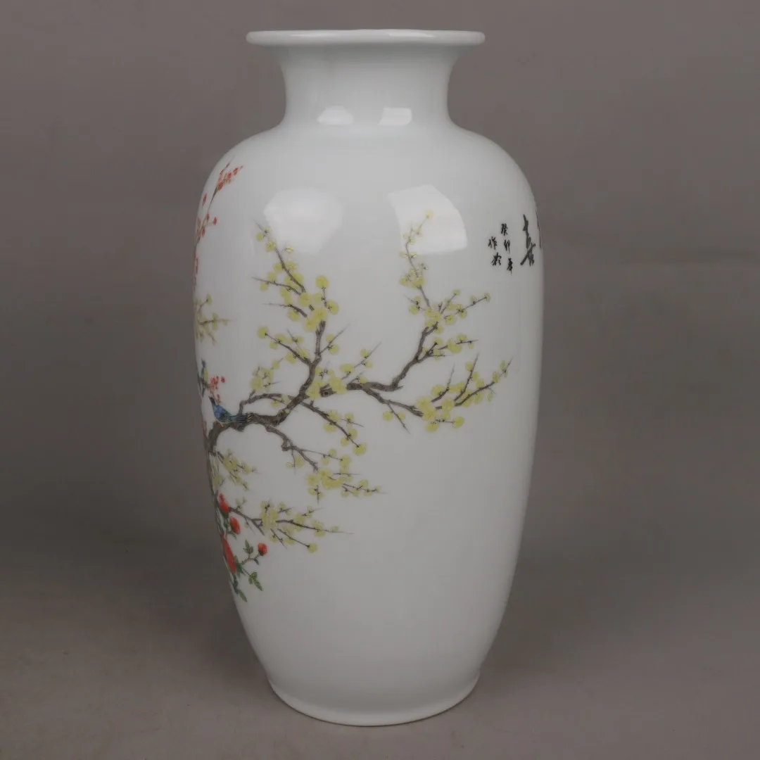 Chinese Old Porcelain Pink Twelve Good News Flower Vase with Winter Melon Pattern Traditional Decorative Floor Standing  collect